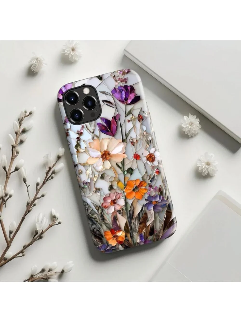 Cute Wildflower iPhone 12 Pro Max Case - Dual-Layer, Wireless Charging